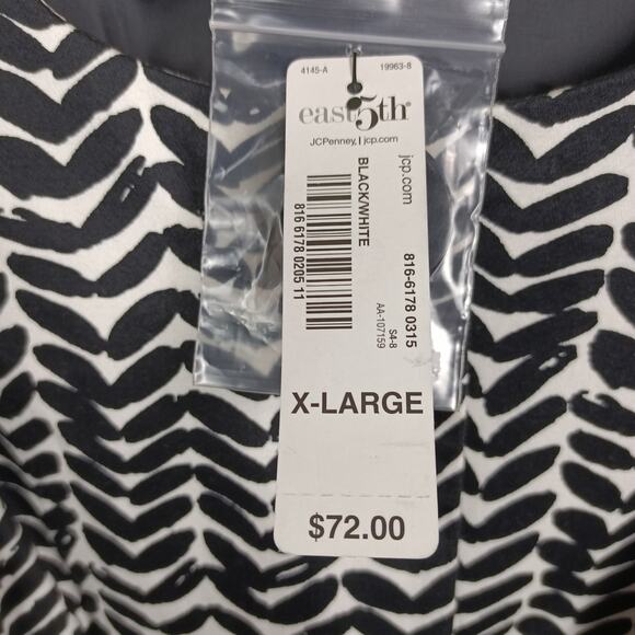 NWT EAST 5TH Womens XL Black White Belted Coat Jacket Chevron Buttons Lined - Picture 7 of 10